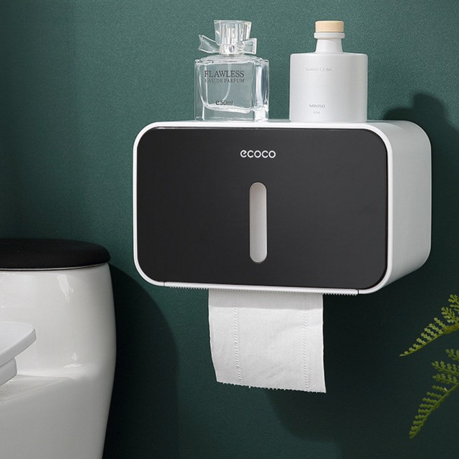 시우리빙 미니멀 원버튼 방수 휴지케이스, 블랙, 1개