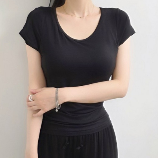 여성 캡내장 에브리 모달 랍빠 라운지 반팔티 노브라티 빅사이즈 찰랑 잠옷 홈웨어 이지웨어 ~5XL까지