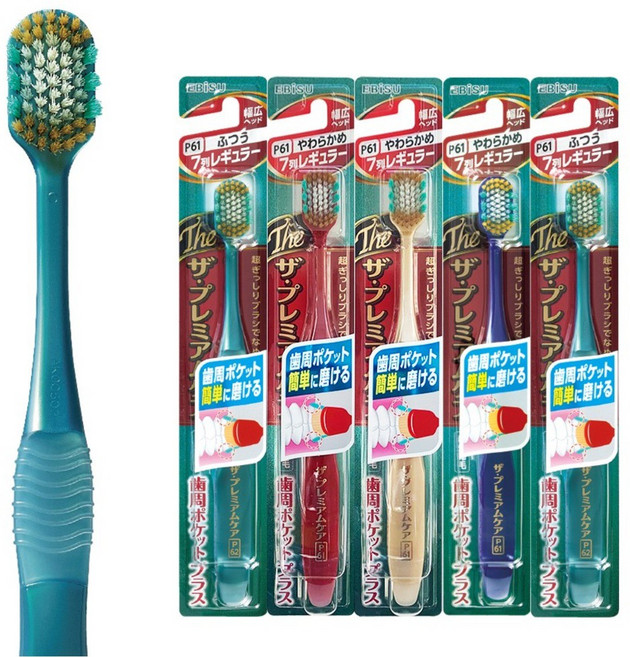 일본 EBISU 에비스칫솔 더프리미엄케어 치주포켓플러스, 1개, 5개입