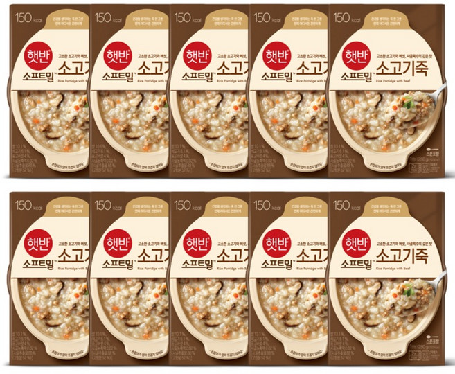비비고 소고기죽 450g, 10개, 280g