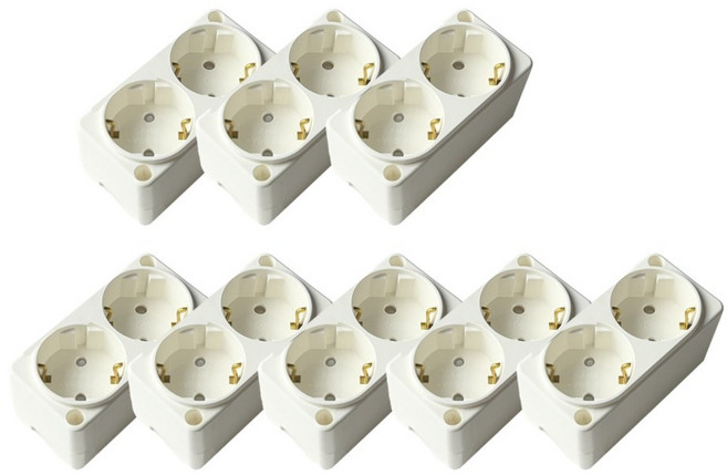 이터칭 노출 콘센트 (핀 타입) 국산 신형, 10개, 아이보리, 9.5cm