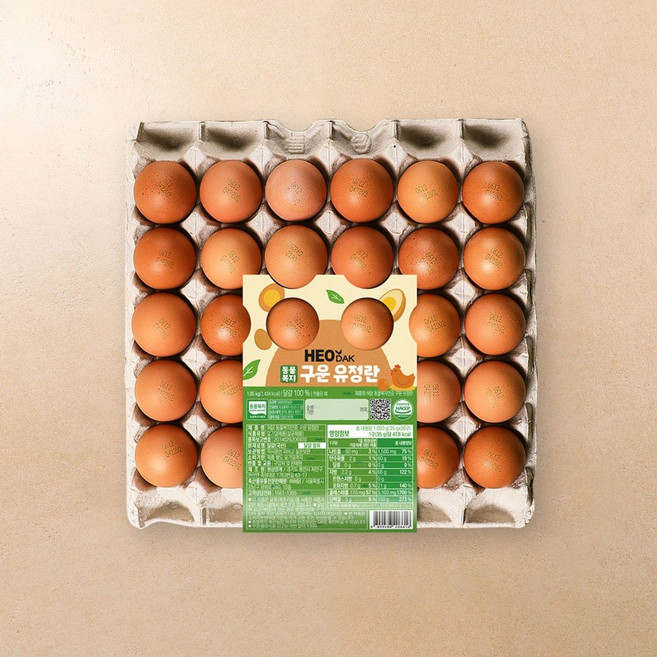 허닭 파손보상 HACCP인증 동물복지인증 구운 유정란, 1개, 30구