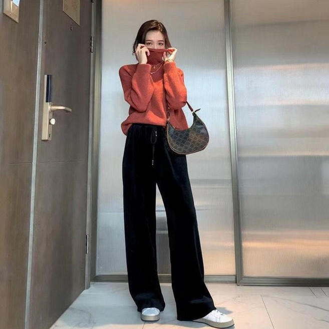 스토리원 여성 기모 골덴 코듀로이 와이드 팬츠 바지 WM-FWBT018