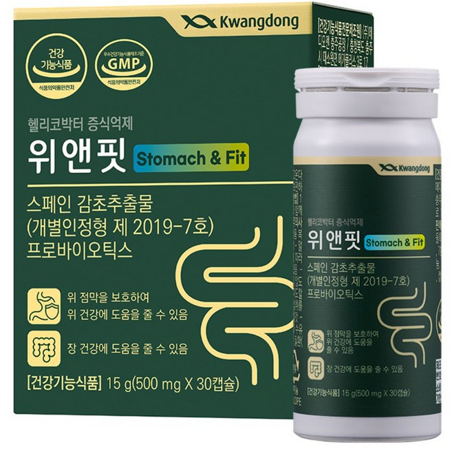 광동 위앤핏 위&장 건강 프로바이오틱스 헬리코박터균 억제 30캡슐, 1개, 30회분