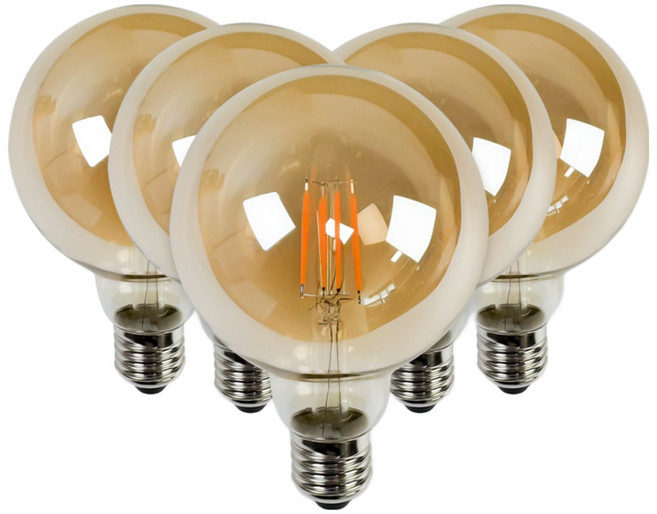 YKLED 앤틱램프 G95 LED 에디슨전구 카페조명 볼전구 KS인증 필라멘트 감성전구, 전구색, 5개