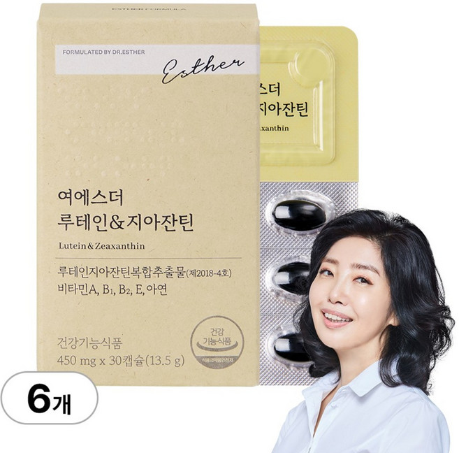 [본사직영] 여에스더 루테인&지아잔틴 (눈의 노화 케어 기능성 원료 20mg) 국민영양 프로젝트, 6박스, 30정