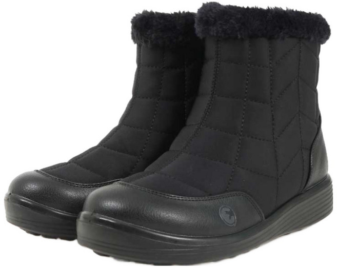 [에코로바]여성 퍼 따뜻한 안감 지퍼 패딩 앵클 털부츠 ER0303