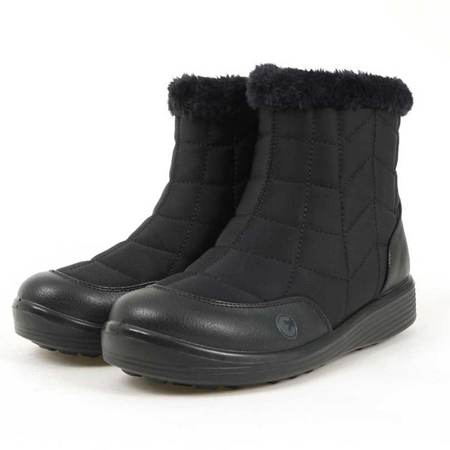 [에코로바]여성 퍼 따뜻한 안감 지퍼 패딩 앵클 털부츠 ER0303
