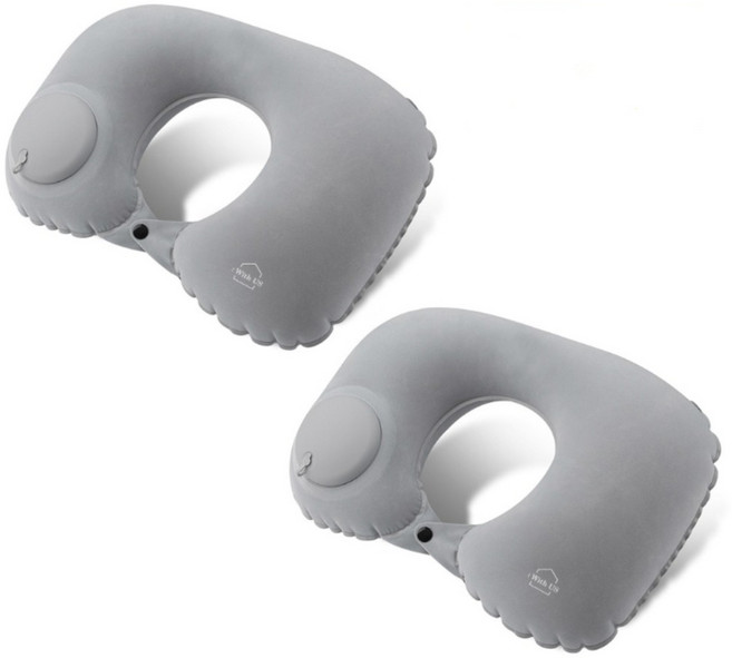 간편 휴대용 에어펌프 여행용 목베개 2개 세트