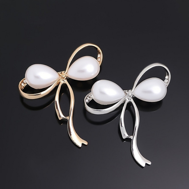 고급스러운 여성용 진주 리본 장식 브로치 핀 세트