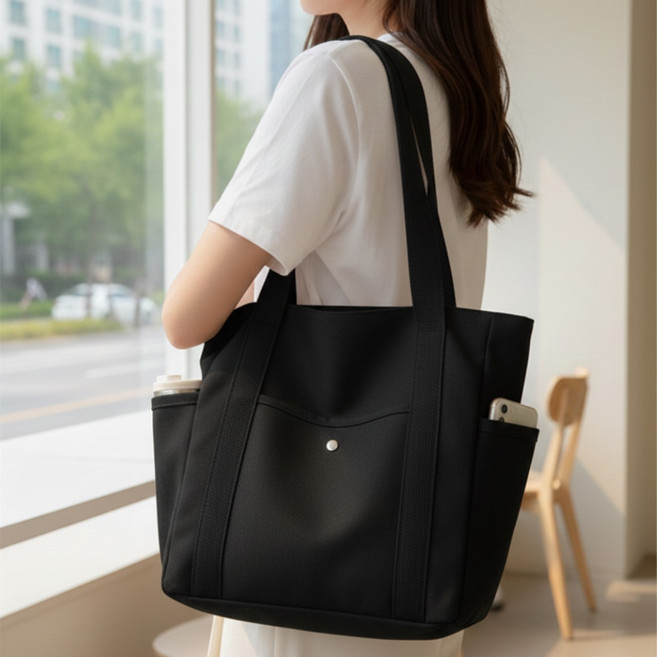 노벤티스 남녀공용 데일리 포켓 에코백 대량수납