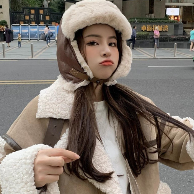 지그젠 페이크 밍크 퍼 방한모자 따뜻한 모자