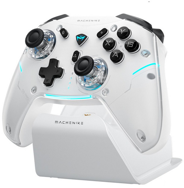 Machenike 메카닉 G5 Pro Max SE 무선 컨트롤러 핫 스왑 조이스틱 PC 안드로이드 iOS 닌텐도 스위치 호환 RGB 게임패드, 1개, 화이트 에디션 (충전 도크 포함)