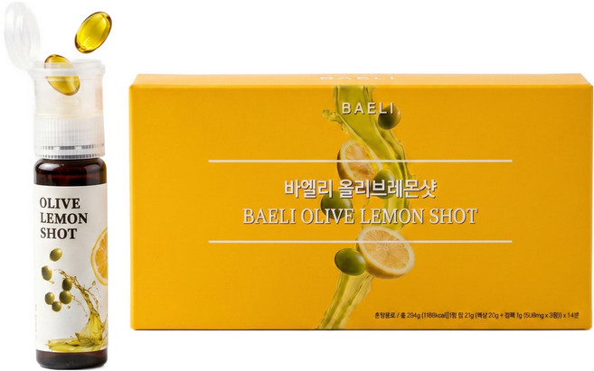 바엘리랩 올리브레몬샷 올레샷 유기농 엑스트라버진 올리브오일캡슐, 14개, 21ml