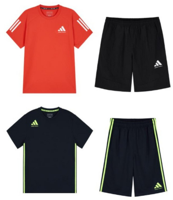 아디다스 3S 기능성 여름 키즈성인 4종세트 (상의2+하의2)