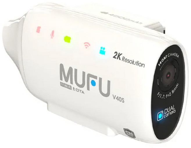 MUFU 雙鏡頭機車行車記錄器 V40S極光機(側邊款) 雙鏡頭2K高畫質, 星河白, V40S 極光機