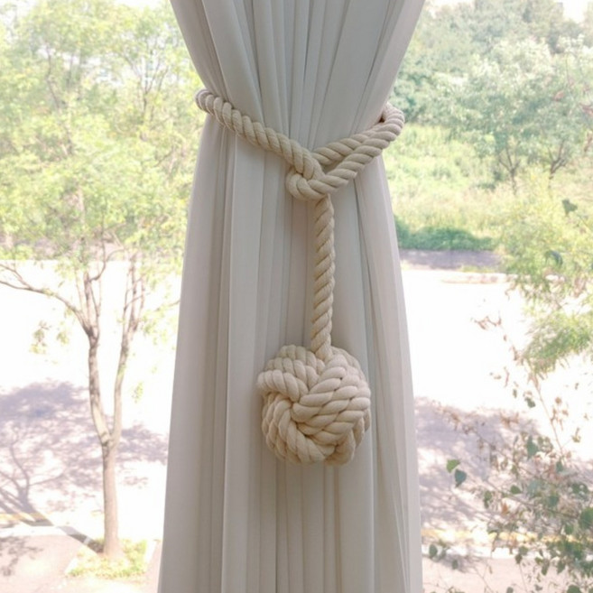 하니월드 커튼타이백 암막커튼끈, 베이지, 2개