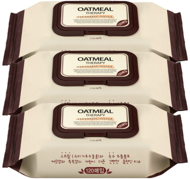 칼미아 오트밀 테라피 클렌징티슈, 120매입, 3개