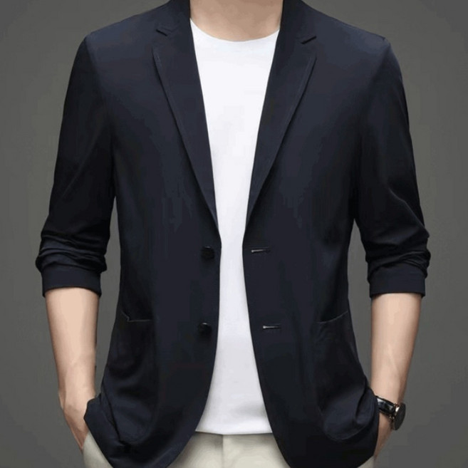 남자 구김 방지 초박형 아이스실크 정장 외투 나노급 아이스 실크 원단 시원하고 답답하지 않음 구김 방지 내마모 고급스럽고 체면 있음