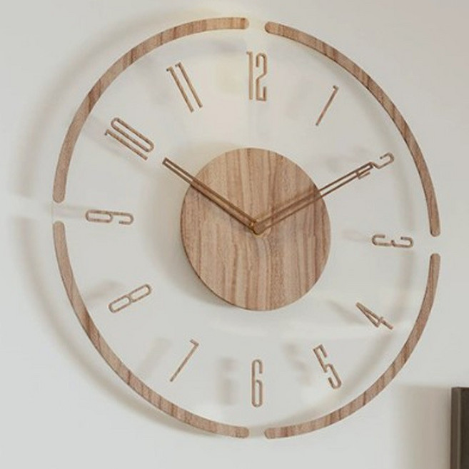 안나네 우드 벽시계 35cm/ 원목 인테리어 시계/모던 디자인, 전체숫자