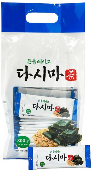 콘플레이크 다시마차 20g 국산 다시마분말 옥수수 흑미 멥쌀 찹쌀가루 유청단백농축분말 칼륨 스틱형 식사대용, 1개, 40개입
