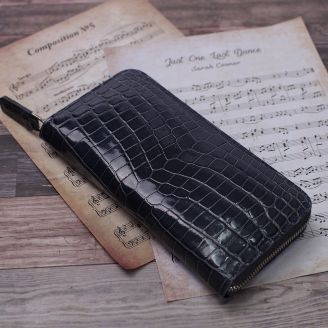 아르씨 여자 악어지갑 여자 명품 수제 핸드메이드 지퍼 장지갑 고급 악어가죽지갑