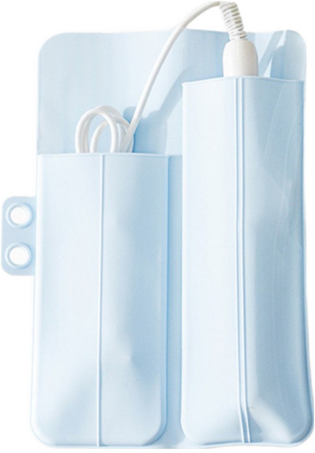 구디푸디 휴대용 파스텔 실리콘 패드 고데기 파우치, 블루, 1개