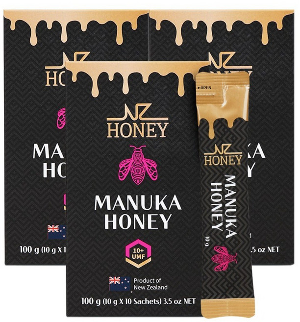 아임힐링 엔젯허니 마누카 꿀스틱 UMF10 뉴질랜드 천연 스틱 꿀, 100g, 3개