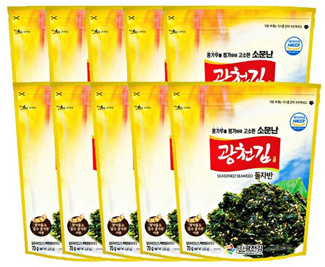 소문난 광천김 돌자반, 70g, 10개