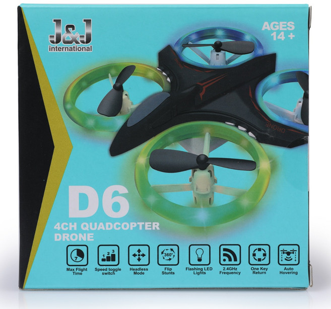제이엔제이 드론 D6 어린이 입문용 초보자 교육용 선물용 드론, 블랙, 1개
