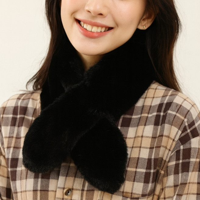 아티로 겨울 보들보들 페이크퍼 쁘띠 목도리 여성 방한 부드러운 퍼 머플러