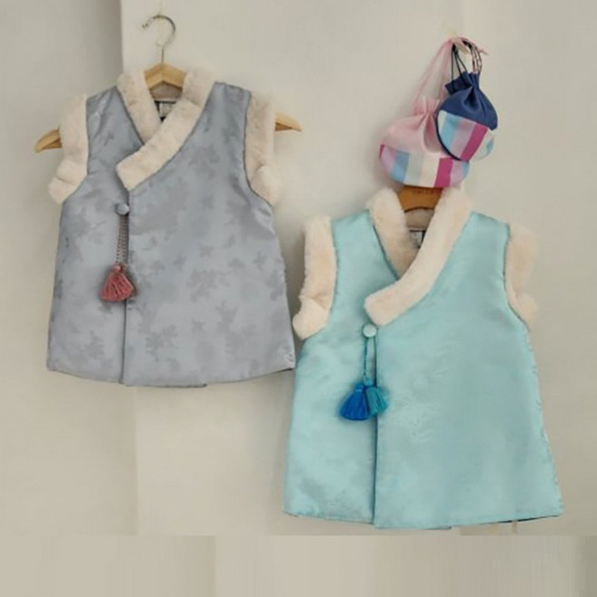 스타일콘 (사은품증정) 남아 누빔 배자 아기 유아 아동 주니어 설날 명절 털배자 한복조끼