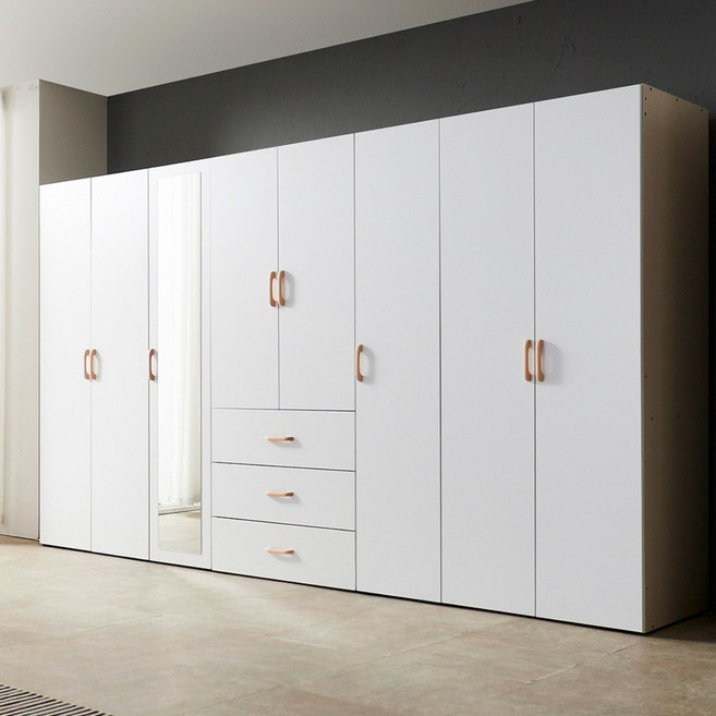 이온 2000 장롱세트 (800이불장+400옷장+3서랍옷장) 드레스룸 원룸 시스템장 장농, 화이트