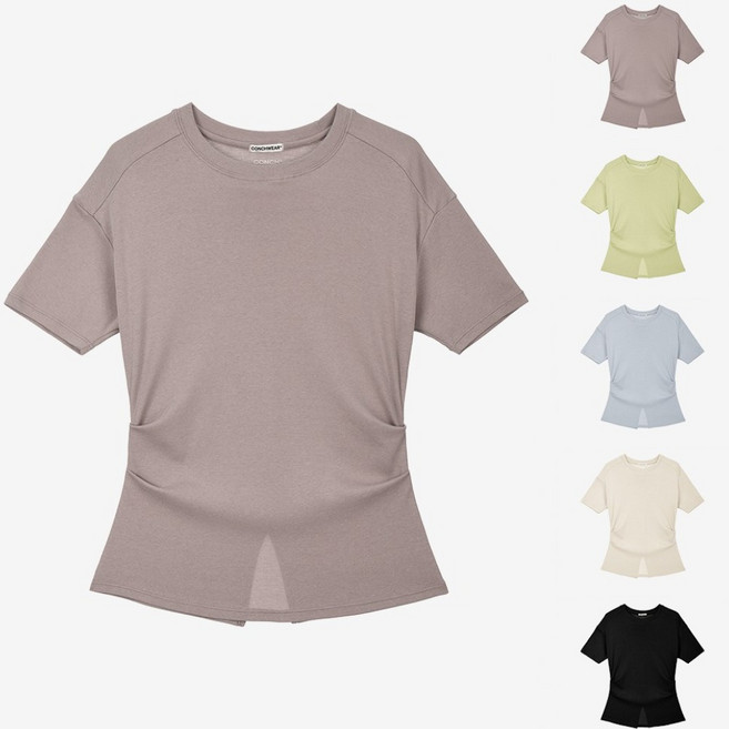 콘치웨어 셔링 트임 숏 슬리브 (5colors) 요가 필라테스 반팔티