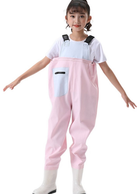 수아키즈 아동용 어린이 갯벌 체험 해루질 가슴 장화, 150, 핑크블루