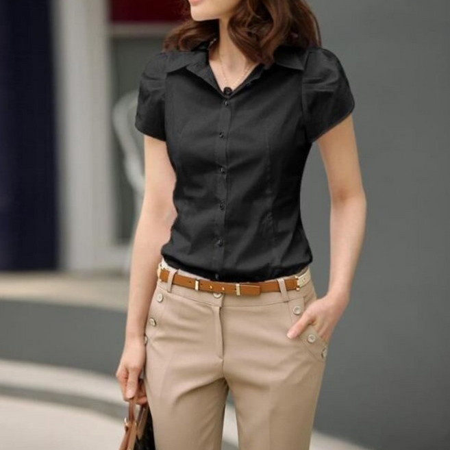 지시크릿 여성 프릴 반팔 블라우스