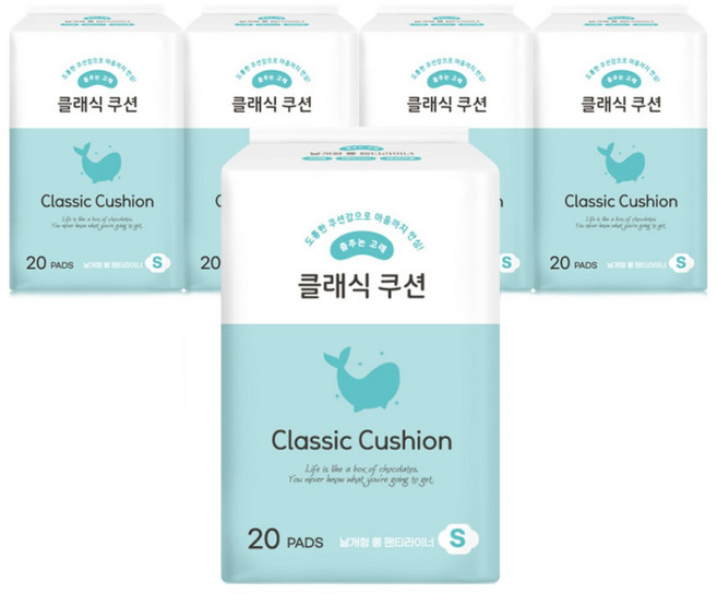 춤추는고래 날개형 롱 팬티라이너 20P X 5팩 /100매, 5개, 20개입