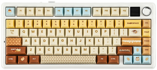AULA 독거미 F75 MAX 에포메이커 EPOMAKER 75레이아웃 핫스왑 가스켓 유무선 노브 스크린 기계식 키보드 RGB 백라이트, 카라멜 푸딩(MAX), LEOBOG Reaper 스위치, 제조사축