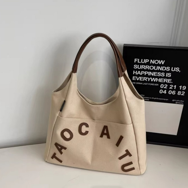 대용량 여성 캔버스 백 일상 데일리 에코백 안전 지퍼 숄더백