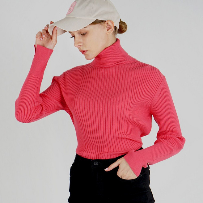 빌트모아 여성 골프웨어 제시 골지 온폴라 니트 롱 티셔츠