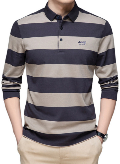 남성 긴팔티 줄무늬 폴 셔츠 느슨한 슬림 핏 긴 소매 셔츠 카라넥 긴팔 코튼 티셔츠 빅사이즈 브랜드 정품 28170