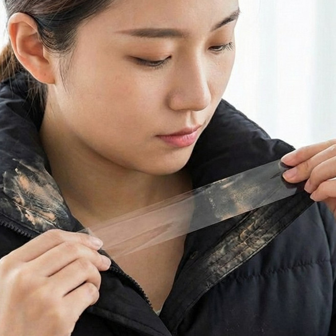 디심플 옷깃 셔츠 패딩 오염 방지 테이프 스티커, 1개, 투명