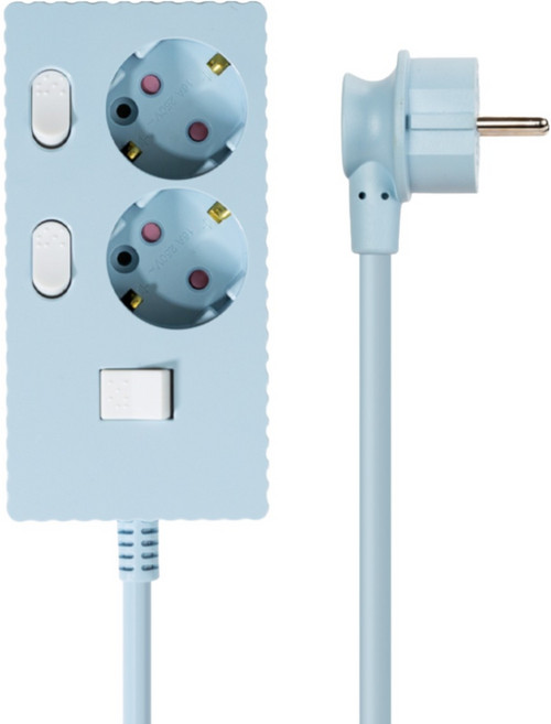 (안전커버 증정)웨이브 멀티탭 개별 절전 스위치 과부하차단 2구 멀티콘센트 전기코드 50cm 1.5m 3m 5m 7m, 개별 2구 파스텔블루, 1개