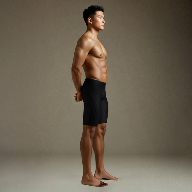 무아 남성 5부 실내 수영복 고탄력 강습용 힙업핏 밴딩 + 서포트 이너패드