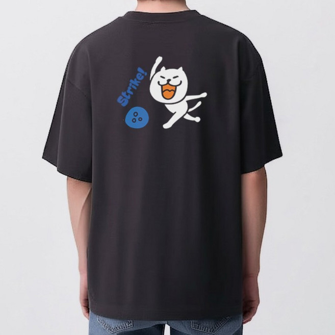 스트라이크 고양이 볼링 기능성 오버핏 티셔츠 볼링티 볼링용품