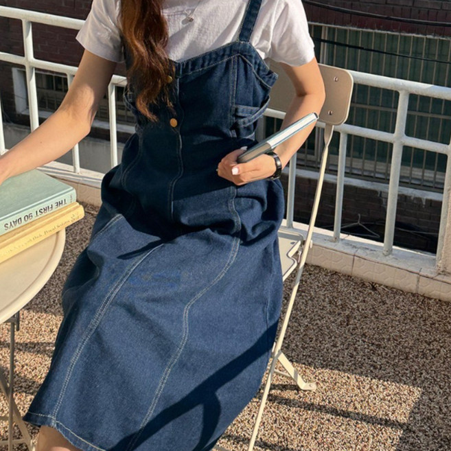 여성 데님 멜빵원피스 청원피스