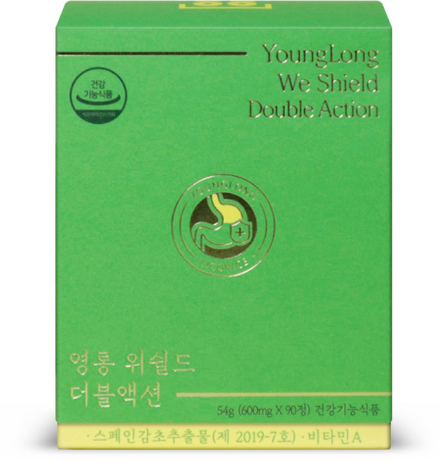 영롱 위쉴드 더블액션 [헬리코박터균 증식 억제] 약사설계 스페인 감초추출물 부원료 뮤신, 1개, 90정