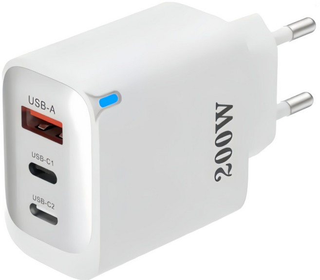 200W 초고속멀티충전기3포트 USB+2PD type-c, 1개, 화이트