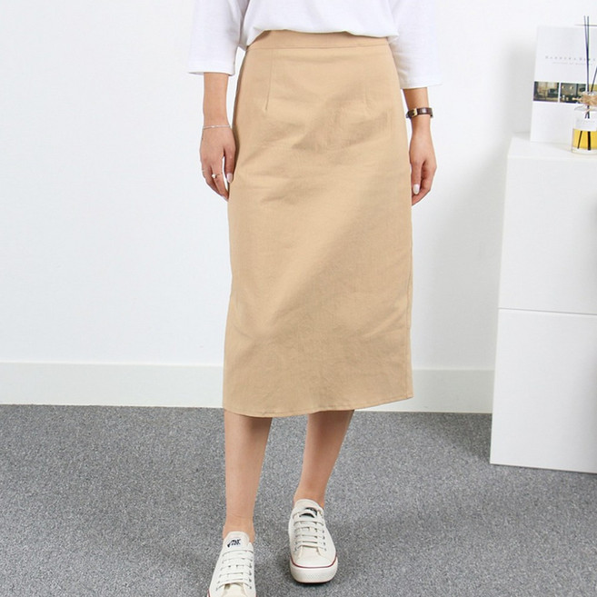 여성 h라인 스커트 미디/롱 2기장 빅사이즈 이지핏 밴딩스커트 봄 여름 가을