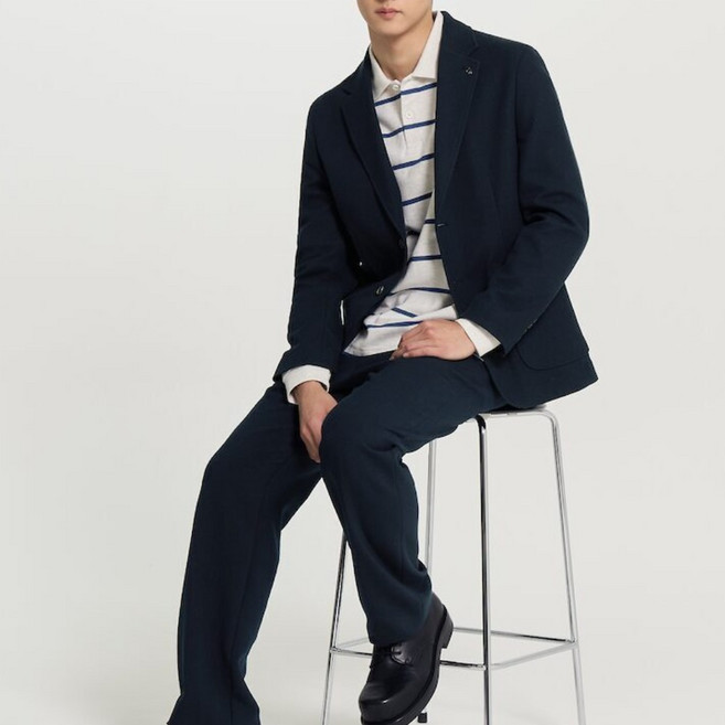 [국내백화점] 빈폴 남성 프리미엄 저지 솔리드 재킷 네이비 데일리 아우터